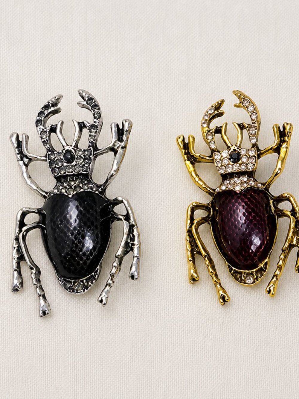 2pc Set Bug Brooches Pins Purple Black New